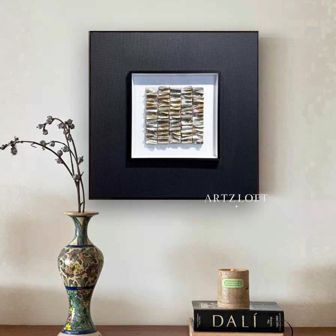 Square Stone Mosaic Wall Décor 50cm x 50cm textured wall art for modern interior decoration in Malaysia